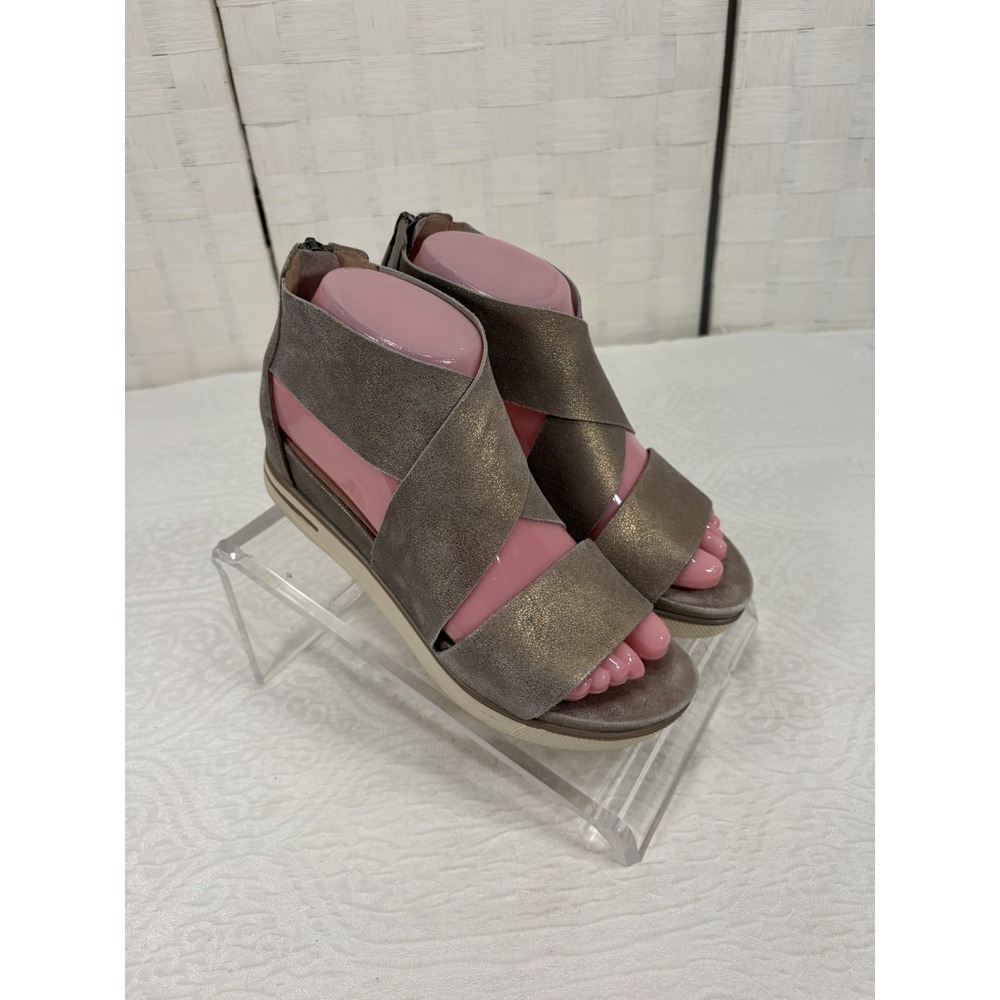 Eileen Fisher metallic sport suede sneaker sandals womens 6.5 zipper straps